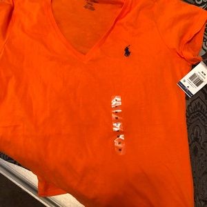 Orange polo v-neck tee